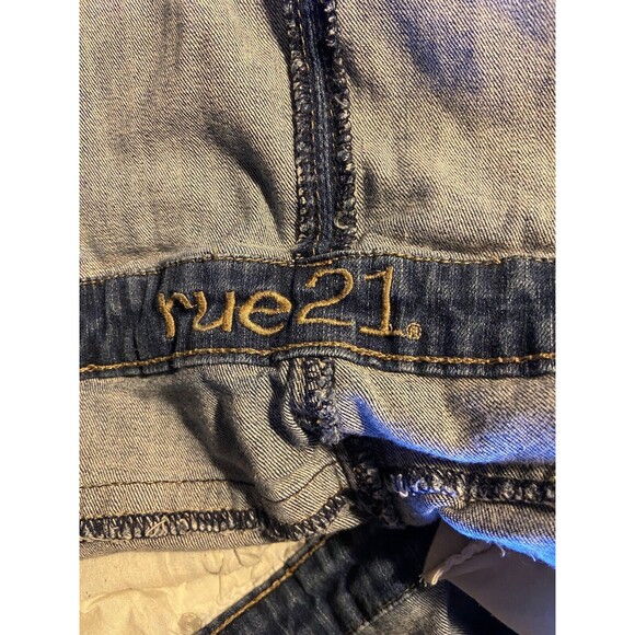 Rue21 Juniors Size 13  14 Skinny  Denim Blue Jean  Bib Overalls Distressed - Picture 4 of 6